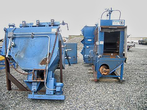 Used Wheelabrator/BCP 4 wheel roll conveyor machine